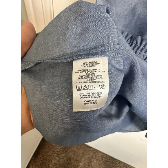 Ann Taylor New Petite Chambray Tie Back Peplum Shell Size Small #0863 - Picture 6 of 11